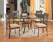 5 Piece Antique Metal Finish Dining Set with Multicolor Tiles By Coaster Furniture