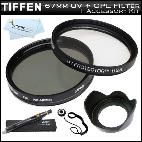 Tiffen 67mm Circular Polarizer Filter (CPL) + Tiffen 67mm UV Protection Filter For Nikon 16-85mm f/3.5-5.6G AF-S DX ED VR Nikkor Wide-Angle Telephoto Zoom Lens (2178) For Nikon DSLR Cameras + 67mm Lens Hood + Lens Cap Keeper + Lens Pen Cleaning Kit + More (Electronics)
