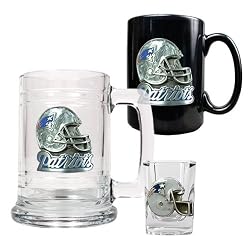 New England Patriots 15oz Tankard, 15oz Ceramic Mug & 2oz Shot Glass Set - Helmet Logo NFL Football