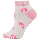 Auburn Tigers Ladies White 9-11 Pink Team Logo Ankle Socks