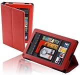read full review splash SAFARI Slim-Profile Leather Case Cover fits the Amazon Kindle FIRE with Stand (RED)