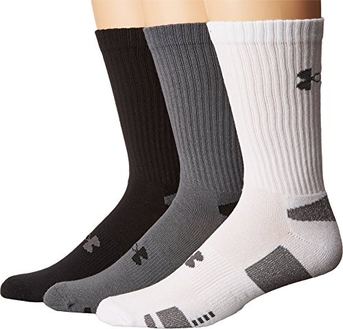 Under Armour Men's Heatgear 3-Pack Crew Graphite Socks LG 10-13 (Men's Shoe 9-12.5)