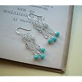 Handcrafted Chandelier Earrings- Turquoise Glass and Silver