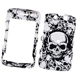 MULTI WHITE SKULL RUBBERIZED SNAP ON HARD SKIN FACEPLATE PHONE SHIELD COVER CASE FOR BLACKBERRY STORM 2 STORM2 9550 + BELT CLIP