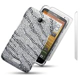HTC ONE X ZEBRA STRIPED DIAMANTE DISCO BLING BACK COVER WITH 2 SCREEN PROTECTORS BY CELLAPOD CASESby CELLAPOD