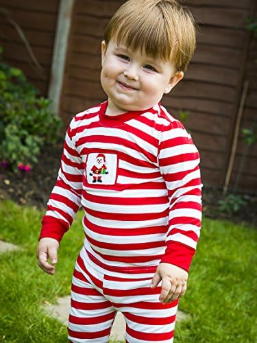 Baby Boys Hand Embroidered Santa Red&white Christmas Pyjama Set (6months)