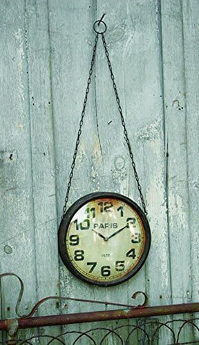 Vintage Looking Iron Hanging Clock, Antique Black/Brown