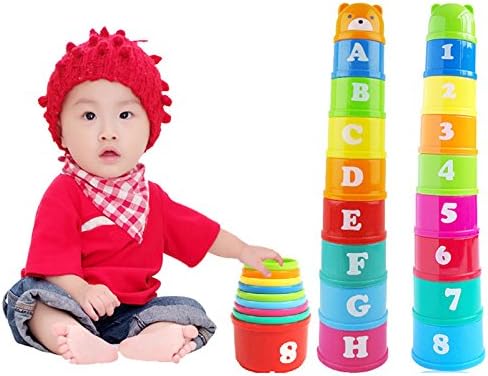 SweetToy Baby Children Kids Educational Toy Figures Letters Folding Cup Pagoda Gift