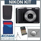 cheap Nikon Coolpix P60 Digital Camera Kit, Black With 8GB SD Memory Card, Fabric Case, 2 Year Extended Service Coverage, Table Top Tripod, Adorama 4 AA Nickel Metal Hydride (NiMH) 2900 mAH Rechargeable Batteries with 4-Hour AA & AAA Quick Charger, 110/220 volt.
