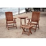 Bahama 4 Piece Round Bistro Folding Table Set [Set of 2]