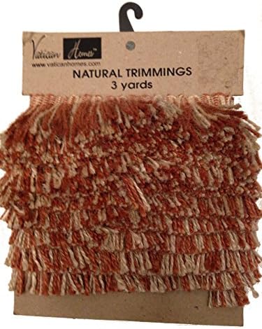 Natural Trimmings Burlap Tan &amp; Rust Tassel Fringe Thin Brush Coiled Jute Rope Thick Cord 2.5" x 3 Yards
