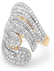3.00 Carat (ctw) 14k Yellow Gold Round Diamond Ladies Cocktail Right Hand Ring