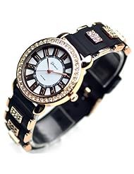 Geneva Polyurethane Fashion Crystal Womens Watch