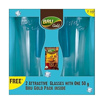 Bru Gold 50g + Free 2 Glasses
