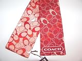 Coach Red Signature Outline Silk Ponytail Scarf