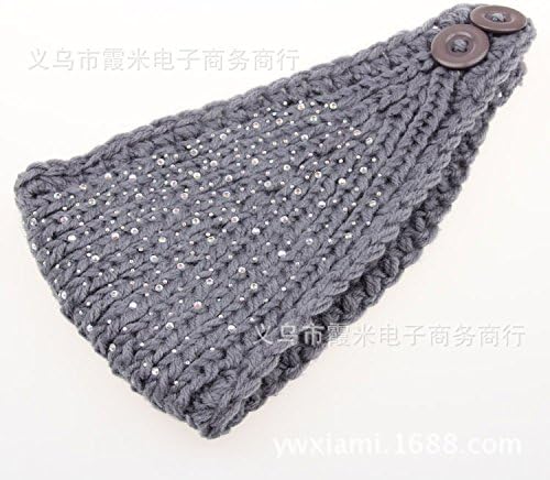 Beauty Wig World Women Women Beads Knit Head Wrap Hairband Winter Ear Warmer Elastic headbands Hat with Buttons