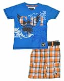 Company 81 Turquoish Blue & Colorful Plaid Toddler Boys 2Pc Short Set