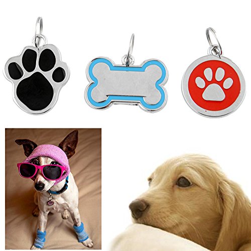 LSD Hot New Lovely Anti-Lost Pet Dog Cat ID Tags Stainless Steel Engraving Name Address Phone Number 3 Types Randomly- Christmas Gift