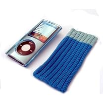 Blue iPod Nano Crystal Case IceBox & Free Blue Sock for Apple iPod Nano 4th Gen Generation 4G new Nano-Chromatic 8GB & 16GB