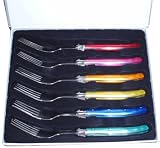 Laguiole - I7210P6 - CC - Boîte Cadeau de 6 Fourchettes - Manche ABS - 6 Couleurs Pastel