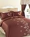 Orifashion Greenest Functional Tea Fiber 4PCS Bedding Set, Cheerful Red Cotton Top Layer with Embroidery Begonia Flowers Pattern, Size: Queen