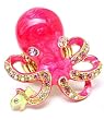 Punk Rock Sea creature pink and gold tone Octopus Ring