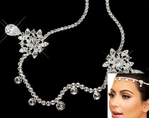 WIIPU Celebrity wedding Rhinestone hairband Elastic hair band headchain kim rhinestone head chain(WIIPU-C171A)