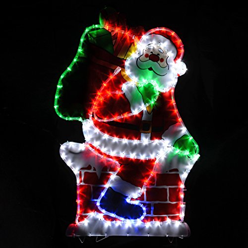 Animated Outdoor Christmas Decoration Wall Roof Mounted Xmas Santa Rope