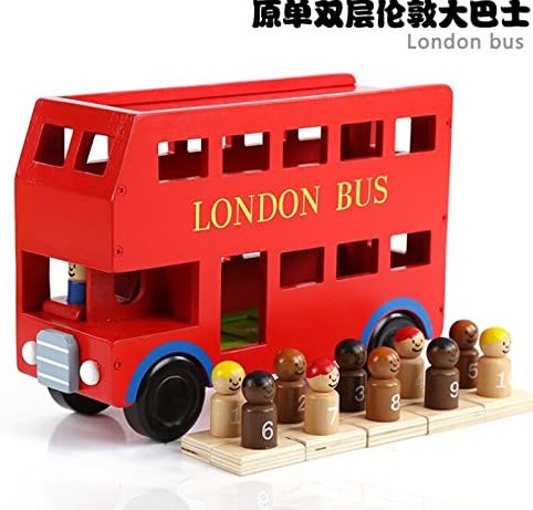 Kids Red London Toys Bus Double Bus Removable Wooden Toy Vehicle for Toddlers
