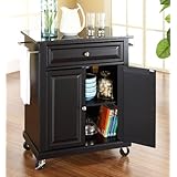 Crosley Furniture Solid Black Granite Top Portable Kitchen Cart Island in Black Finish