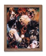 Puppy Dog Collage Kids Room Home Decor Wall Picture Oak Framed Art Print