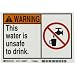 Brady 86837,  Equipment/Oem Labels, 3 1/2" Height x 5" Width, Black/Red/Orange on White, Legend "This Water Is Unsafe To Drink."  (5 per Package)