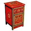 Handmade Asian Furniture - 28" Red & Black Tibetan Nightstand / Storage Cabinet With Dragon Motif