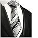 Silver and Black Silk Tie and Pocket Square . Paul Malone Red Line