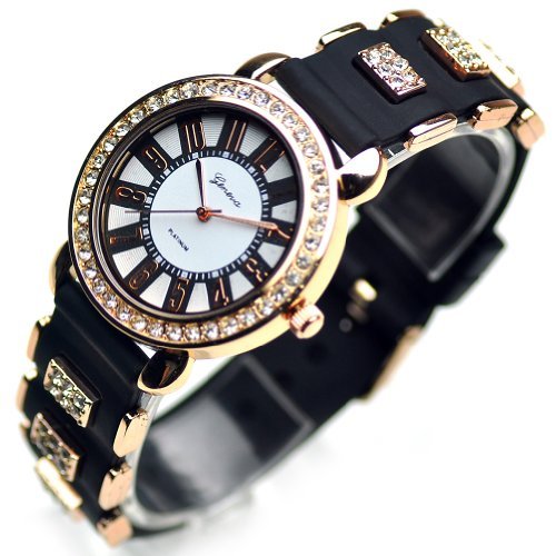 Geneva Polyurethane Fashion Crystal Women's Watch