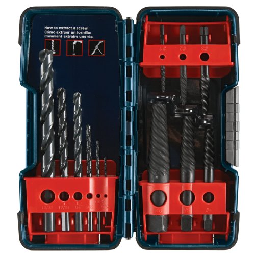 Bosch B46215 12 Piece Screw Extractor and Drill Set, Black Oxide
