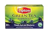 Lipton Green Tea Bags, Superfruit Purple Acai with Blueberry, 20-Count, Boxes (Pack of 6)