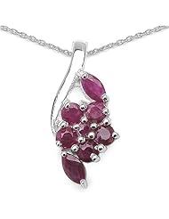1.10 Carat Genuine Ruby Sterling Silver Pendant Necklace. 18"