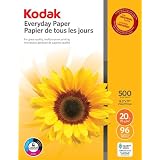 Kodak Everyday Paper for Inkjet or Laser Printers, 20 lb. Weight, SFI Certified, Uncoated, 500 Sheets, 1 Ream, 83201
