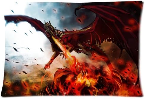 Libra Girl Custom It Monster Wings Hellfyre Fire Flame Dragon Rectangular Decorative Cotton Polyester Pillow Case Cushion Cover 20X30 Inch(One Side)