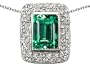 3.50 cttw 925 Sterling Silver 14K White Gold Plated Created Emerald Cut Emerald Pendant