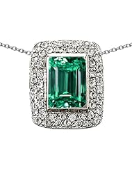Original Star K (tm) Emerald Cut Simulated Emerald Pendant in 925 Sterling Silver
