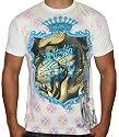 CHRISTIAN AUDIGIER Ed Hardy Mens Tattoo Tiger Crown Frame Logo T-Shirt Tee Winter White