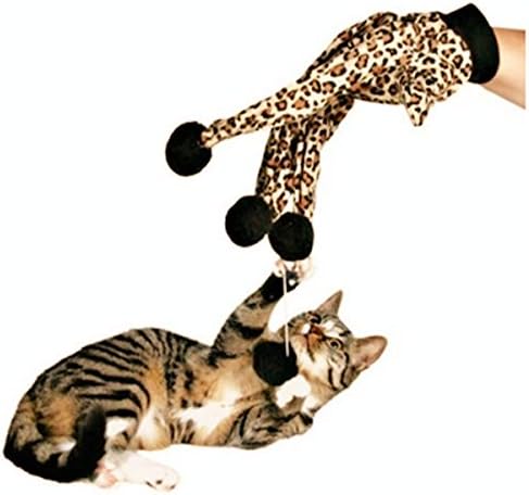 Pet Cat Plush Leopard Print Glove Kitten Teaser Toy
