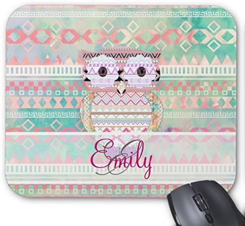 Poem Magine Whimsical Tribal Owl Rectangle Non-slip Rubber Mouse Pad 220mm x 180mm x 3mm