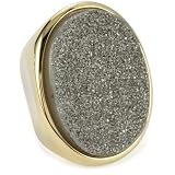 Marcia Moran Titanium Druzy Stone Oval 18k Gold-Pla