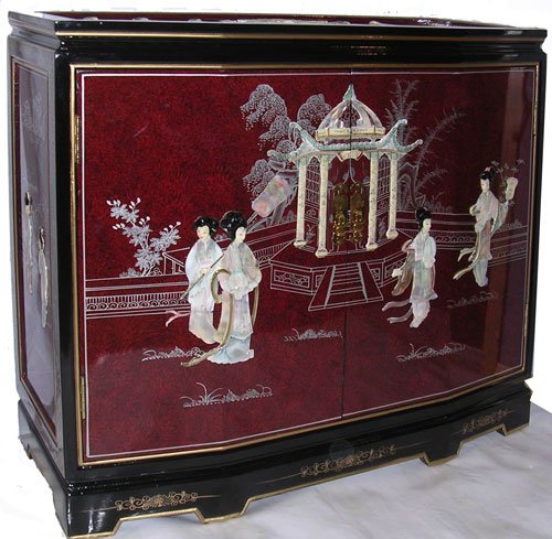 Oriental Red Cabinet with Mother of Pearl