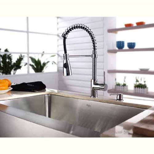 Kraus KPF-1612 Single Lever Pull Out Kitchen Faucet, Chrome