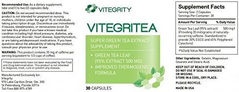 VitegriTea - Green Tea - Buy 4 Get 2 Free - 30% EGCG and 65% Polyphenol Catechins -30 Caps