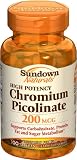 Sundown Chromium Picolinate, 200 mcg, 100 Tablets (Pack of 4)